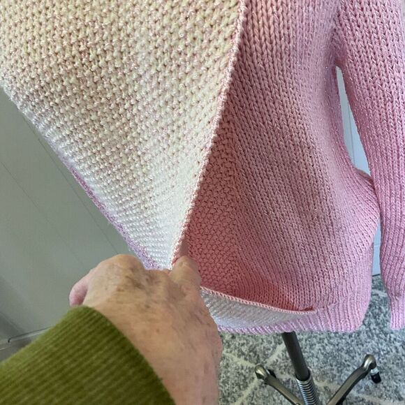 Vintage Nannell Women’s Small Pink Wool Rabbit Hair Blend Hand Knit Sweater - Picture 6 of 14